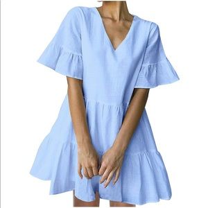 Women’s Ruffle Blue Mini Dress - S/M